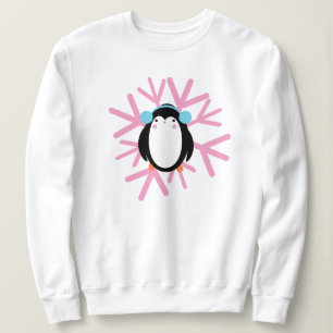 Söt pingvin snöflinga jul vinter t shirt