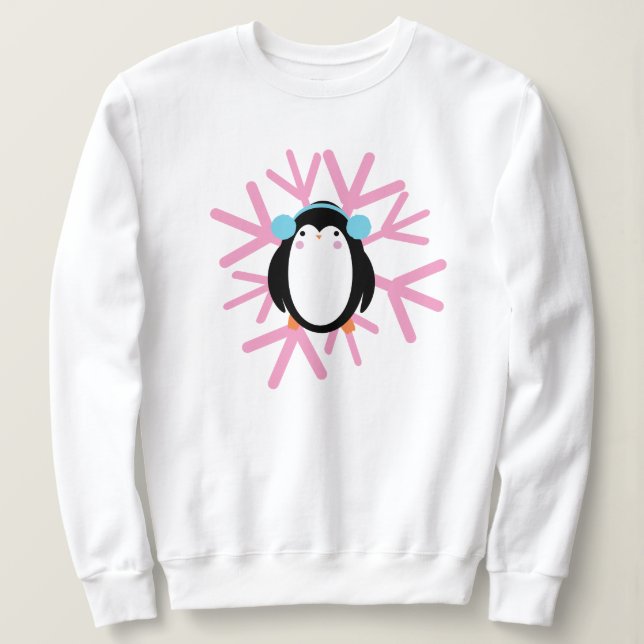 Söt pingvin snöflinga jul vinter t shirt (Design framsida)