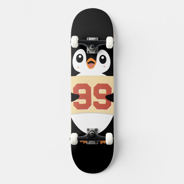 Söt pingvin som håller en skylt mini skateboard bräda 18,5 cm (Framsida)