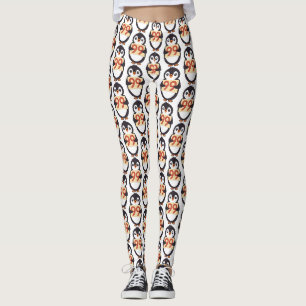 Söt pingvin som håller skylt med siffran 99 på leggings