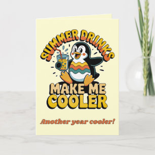 Söt pingvin sommarkylda drycker gör mig svalare Re Kort