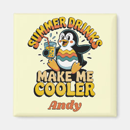 Söt pingvin sommarkylda drycker gör mig svalare Re Magnet