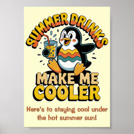 Söt pingvin sommarkylda drycker gör mig svalare Re Poster
