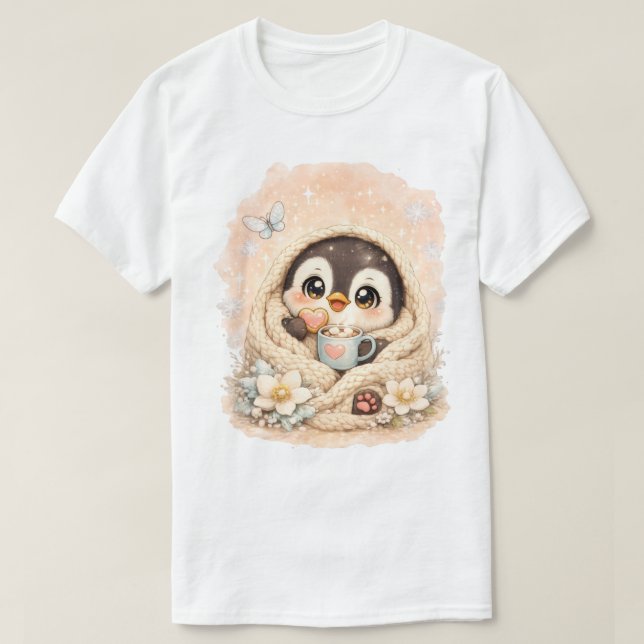 Söt pingvin vinter T-shirt – Bedårande Cozy Pengui (Design framsida)