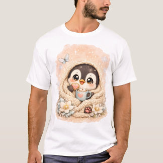Söt pingvin vinter T-shirt – Bedårande Cozy Pengui
