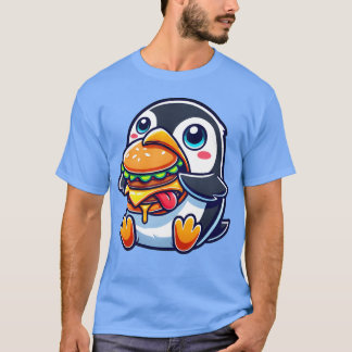 Söt pingvinburger tecknad snabbmat retro t shirt