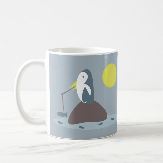 Söt pingvinfiskillustration kaffemugg (Vänster)