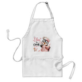 Söt pingvinkock apron – ”Jag älskar att laga mat” Förkläde