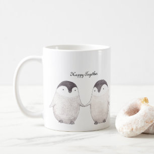 Söt Pingvinpar Glad Tillsammans årsdag Kaffemugg