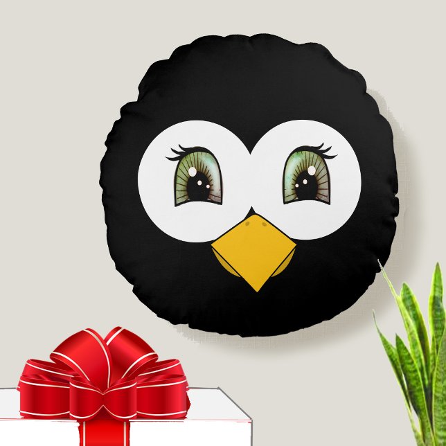 Söt pingvinsynej rund kudde (Skapare uppladdad)