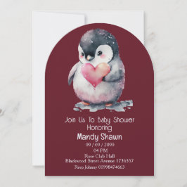 Söt pingvintematisk baby shower-inbjudan inbjudningar