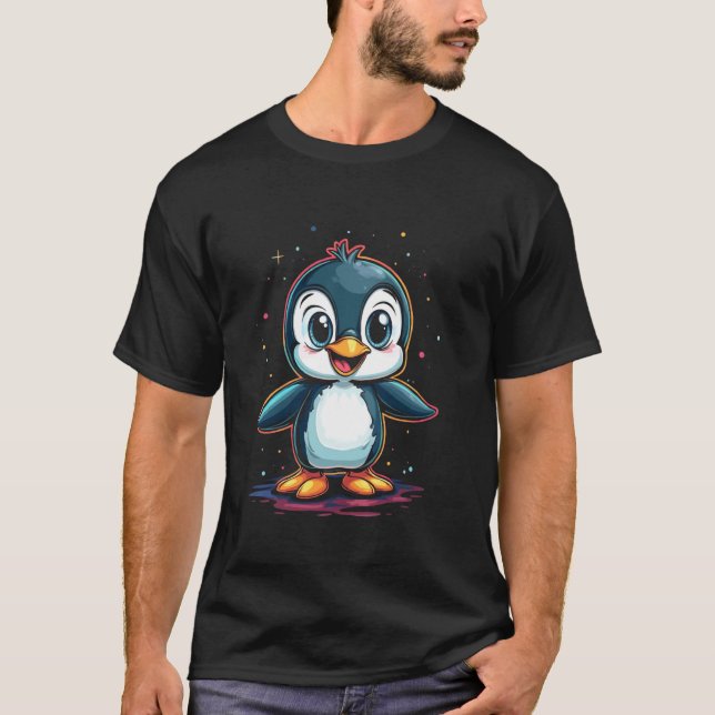 Söt pingvong-tecknad film t shirt (Framsida)