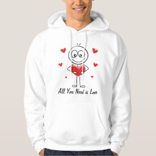 Söt pinnefigur Allt du behöver är kärlek design Hoodie
