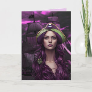 SÖT PIRAT GIRL BIRTHDAY Greeting Card Kort