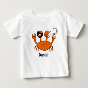 Söt Pirat Krabba Personliga Födelsedagsfirande Gåv T Shirt