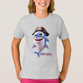 Söt pirathaj tecknad film – 3D barnillustration T Shirt