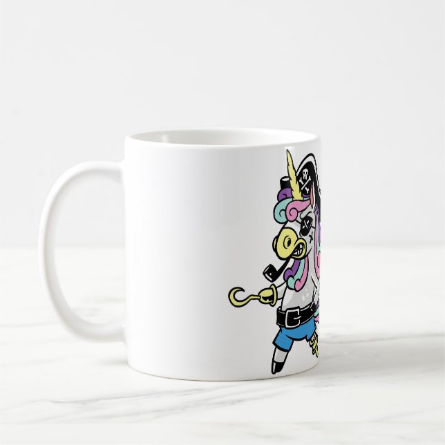 Söt piratkapten enhörning present för älskare Magi Kaffemugg (Vänster)