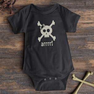 Söt piratskalle på halloween-babydräkt för flickor tee shirt