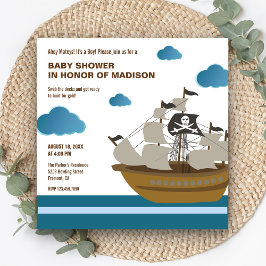 Söt piratskepps baby shower inbjudningar