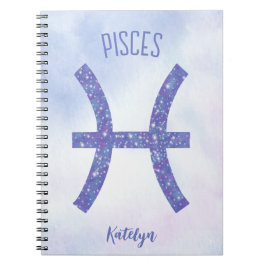 Söt Pisces Astrology Personlig Lila Anteckningsbok