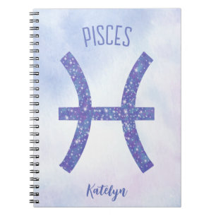 Söt Pisces Astrology Personlig Lila  Anteckningsbok