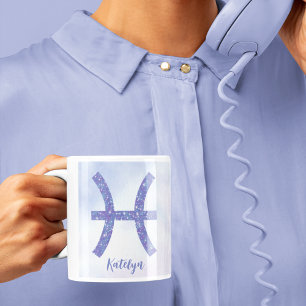 Söt Pisces Astrology Personlig Lila Kaffemugg