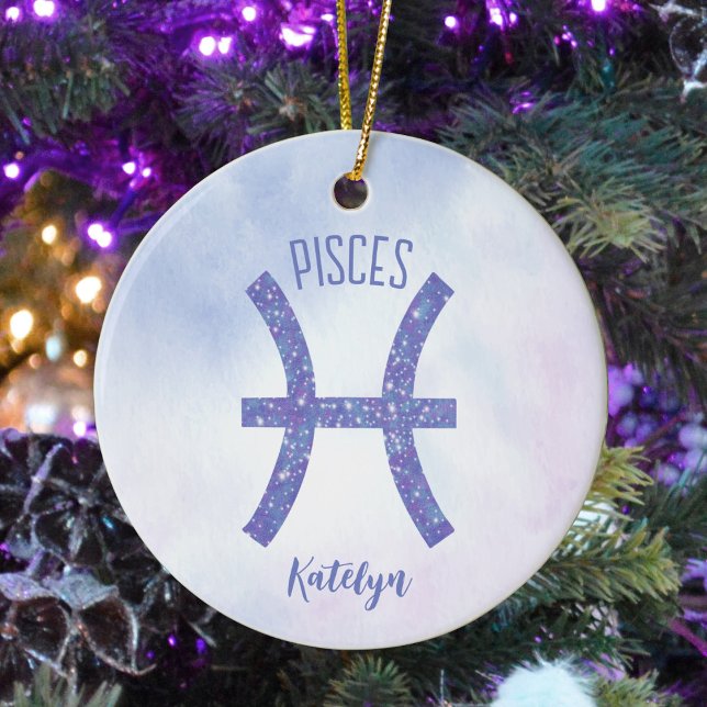 Söt Pisces Astrology Signal Anpassningsbar jul Julgransprydnad Keramik (Skapare uppladdad)