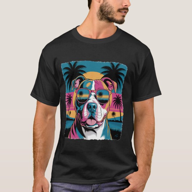 Söt Pit Bull, Färgglada Pit Bulls, Hundälskare Pre T Shirt (Framsida)