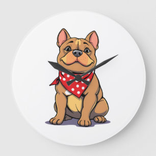 Söt Pitbull Bulldog med Bandana Rolig Hundälskare Stor Klocka