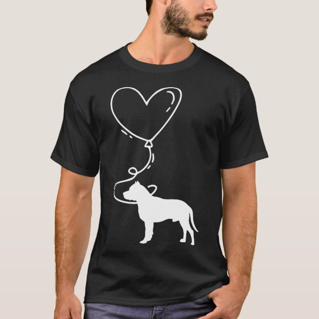 Söt Pitbull Hund Hjarta T Shirt (Framsida)