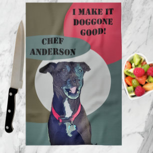 Söt Pitbull Lab Mix Hund gör Bra Chef Kökshandduk