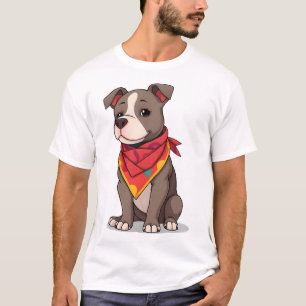 Söt Pitbull med bandana Gulle hund älskare Gif T Shirt