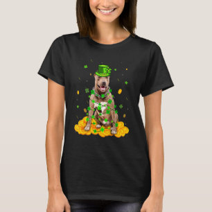 Söt Pitbull-valp St Patricks Day Irländsk Shamrock T Shirt