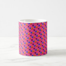 Söt Pixel Fjärilsmönster Het Rosa Bakgrund Kaffemugg