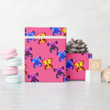 Söt Pixel Fjärilsmönster Het Rosa Bakgrund