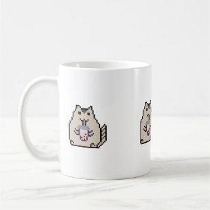 Söt Pixel-katt med Bubbel-te – Retro 8-Bit stil Kaffemugg