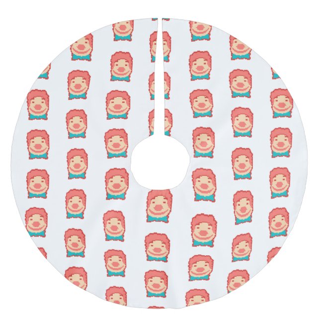 Söt pixlad clown ansikts kastkudde julgransmatta borstad polyester (Framsidan)