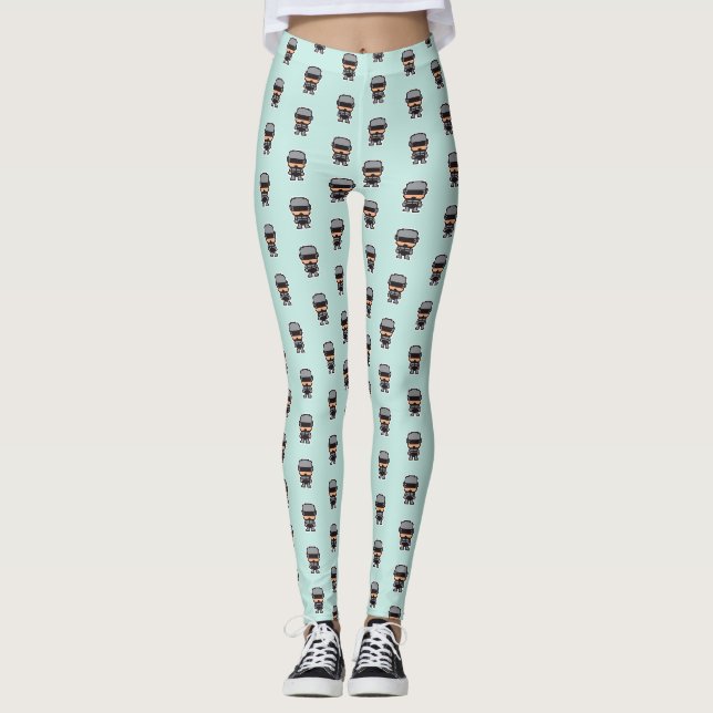 Söt pixlad robotCop  Leggings (Framsida)