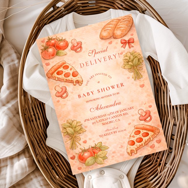 Söt Pizza Baby Shower Inbjudningar (Skapare uppladdad)