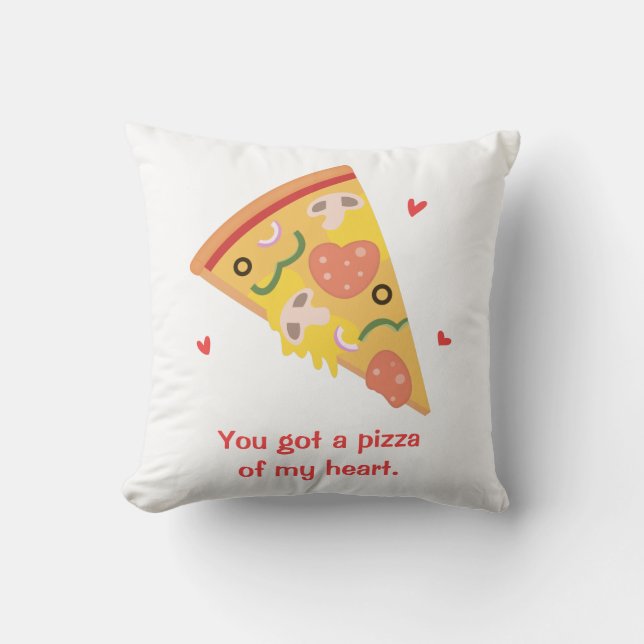 Söt Pizza från mitt Hjärta Roligt Skämt Kudde (Framsida)
