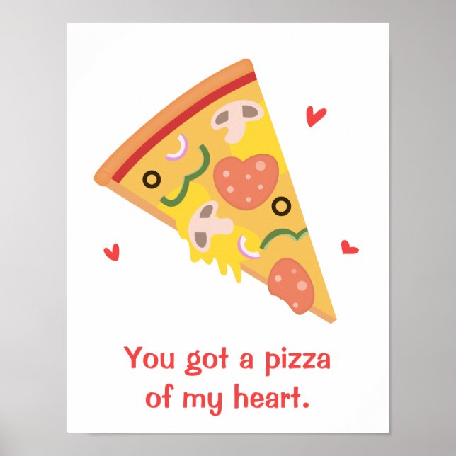 Söt Pizza från mitt Hjärta Skämt Kärlek Humor Poster (Framsidan)