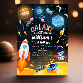 Söt Planet Alien Stars Space galaxy 1st Birthday Inbjudningar