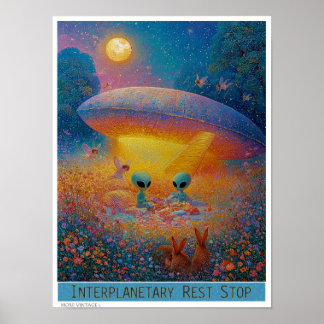 SÖT 'PLANETARISK VILOplats' utomjordisk picknick Poster