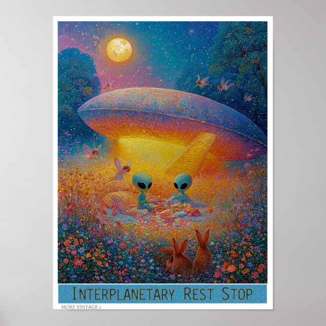 SÖT 'PLANETARISK VILOplats' utomjordisk picknick Poster (Framsidan)