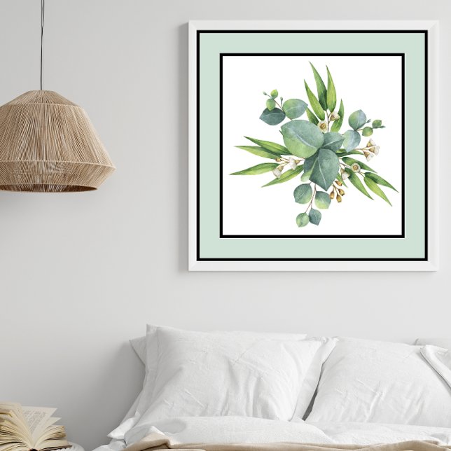 Söt Plant Blommigt Black Linjer Blek Grönt Gräns Poster (Skapare uppladdad)