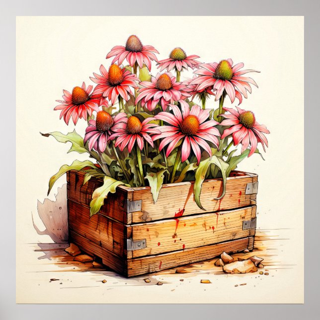 Söt Planted Aster Flowers Poster (Framsidan)