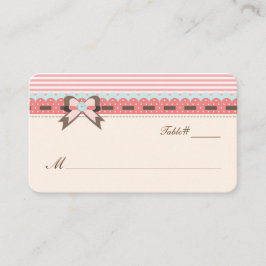 Söt Plats för elfenben, blått och korall Bröllop Placeringskort