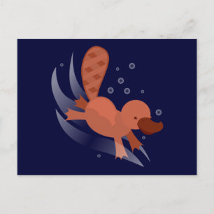 söt Platypus dyving Vykort