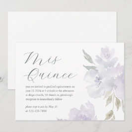 Söt Plum Blommigt 15 år Birthday Quinceañera Inbjudningar