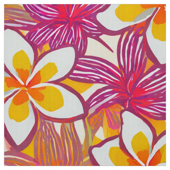 Söt plumeria aloha print tyg (Provkarta)